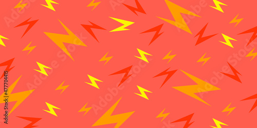Abstract background with cute cartoon thunder. Modern orange background with colored pattern zigzags thunderbolt vector illustration. EPS 10