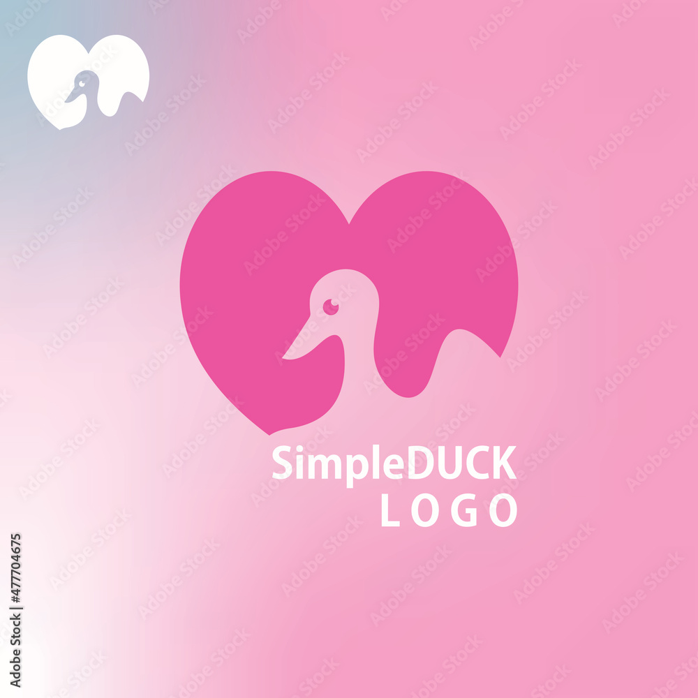 simple pink duck logo, silhouette of abstract duck vector illustrations