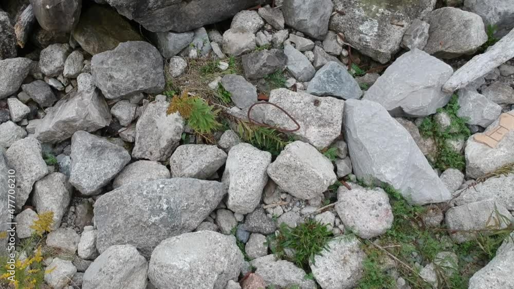 Lake Ontario Shoreline Rocky Beach Grass Flyover Pull Back Lake Ontario Shoreline Rocky Beach Grass Flyover Pull Back