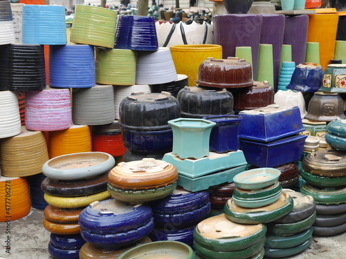 Picture of ceramic pot multicolored stacked