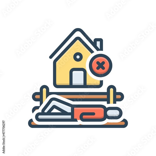 Color illustration icon for homeless