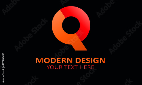 Alphabet q modern shape abstract monogram vector logo template