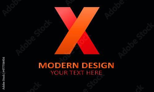 Alphabet x modern shape abstract monogram vector logo template