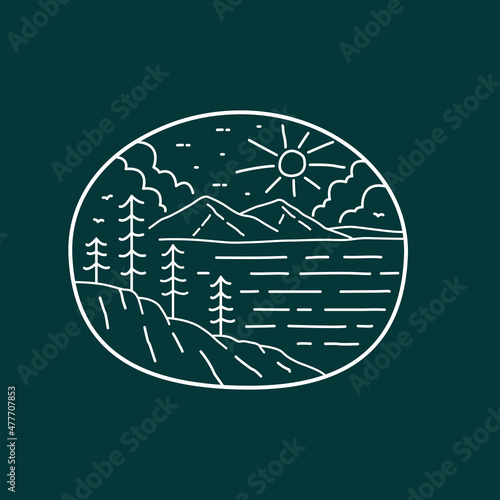 Design for Acadia National Park in simple line art style