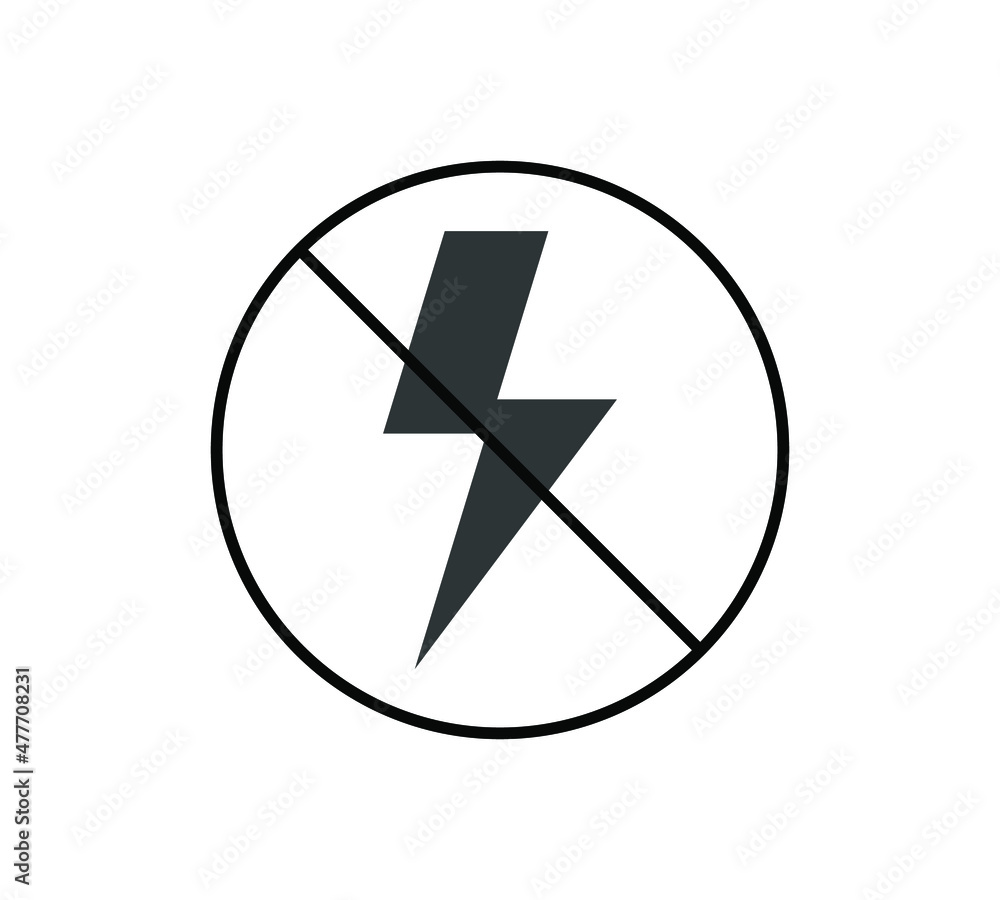 Electrical hazard sign. No lightning or thunder flat icons. High