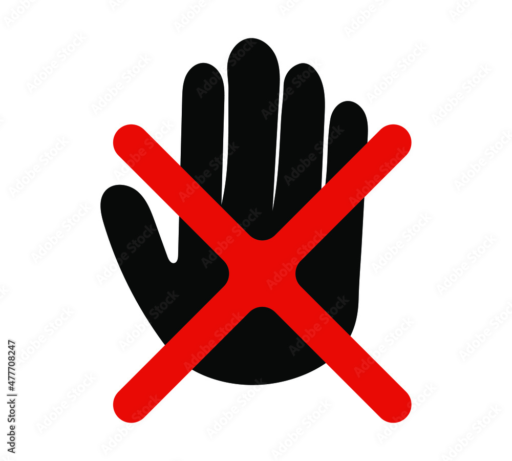 Do not touch hand icon. Prohibiting sign. Sign of the stop flat design