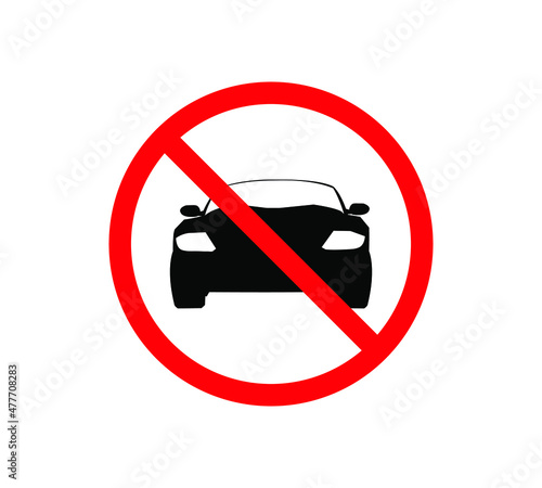 Circle Prohibited Sign For No Car. No Parking Sign. Vector illustration