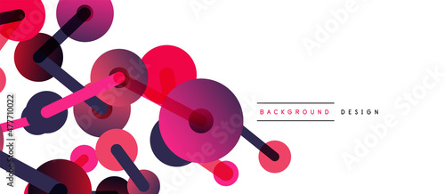 Abstract background. Round dots connected by lines. Trendy techno business template for wallpaper, banner, background or landing