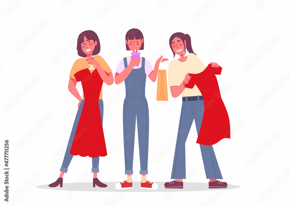 Group of girl matching dress vector Group of girl matching dress vector
