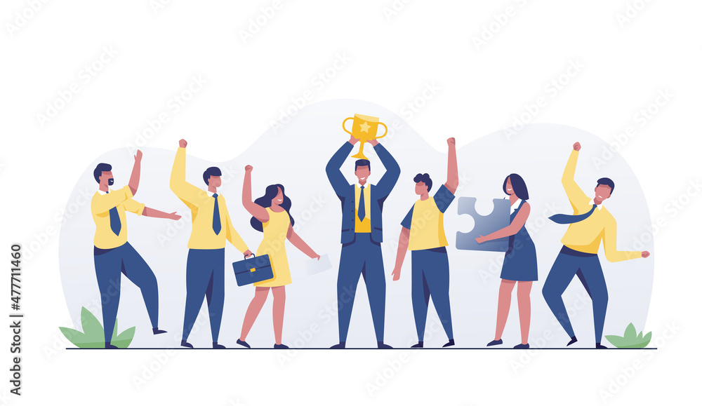 Group of business people characters with leader. Group of business people characters with leader.