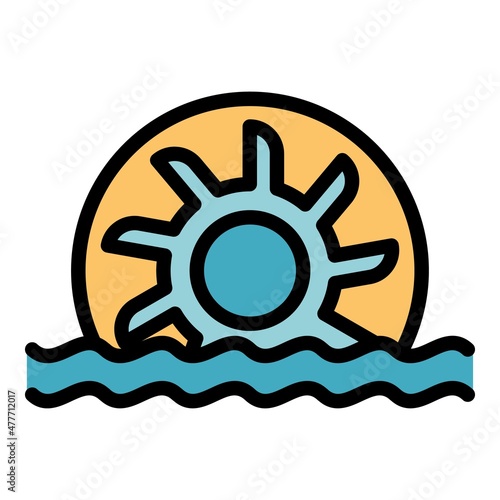 Hydro power energy icon. Outline hydro power energy vector icon color flat isolated