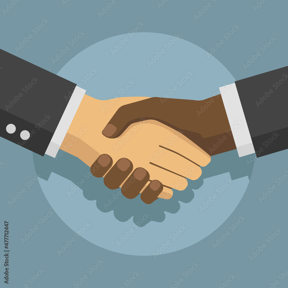 two business people shaking hands in flat design two business people shaking hands in flat design