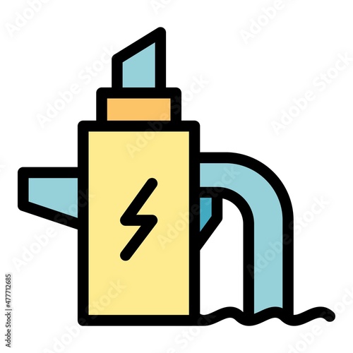 Hydro power reactor icon. Outline hydro power reactor vector icon color flat isolated