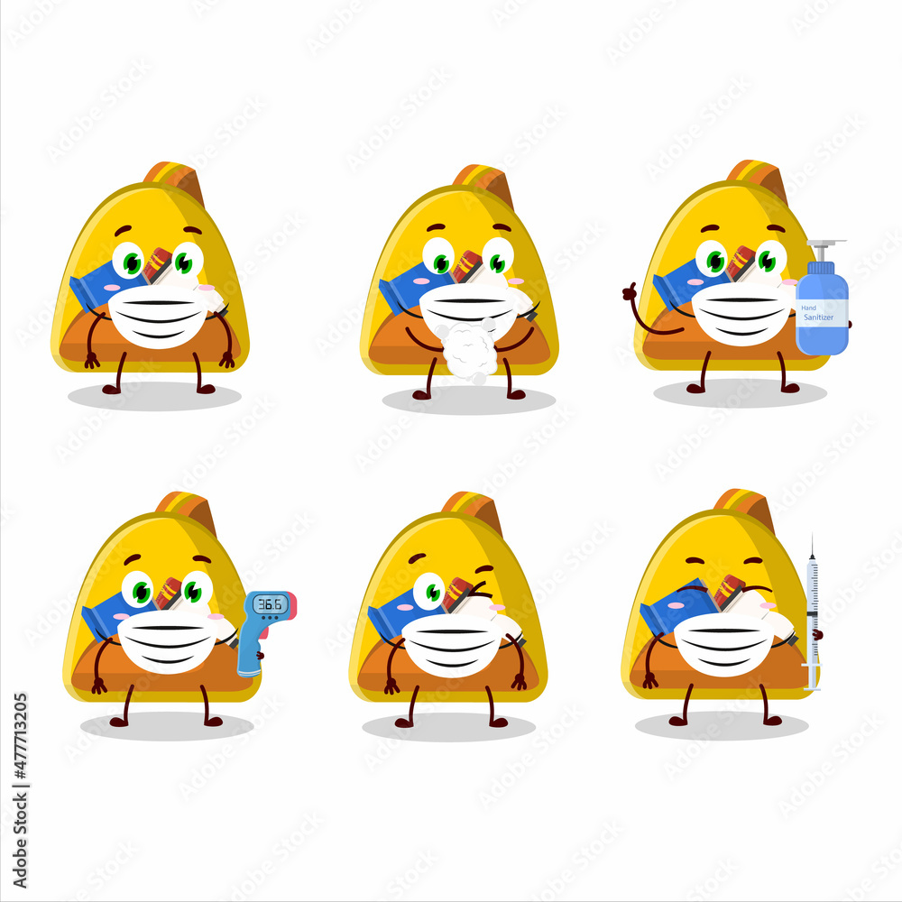 A picture of school bag cartoon design style keep staying healthy during a pandemic A picture of school bag cartoon design style keep staying healthy during a pandemic