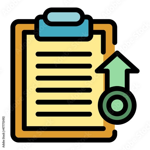 Clipboard arrow icon. Outline clipboard arrow vector icon color flat isolated