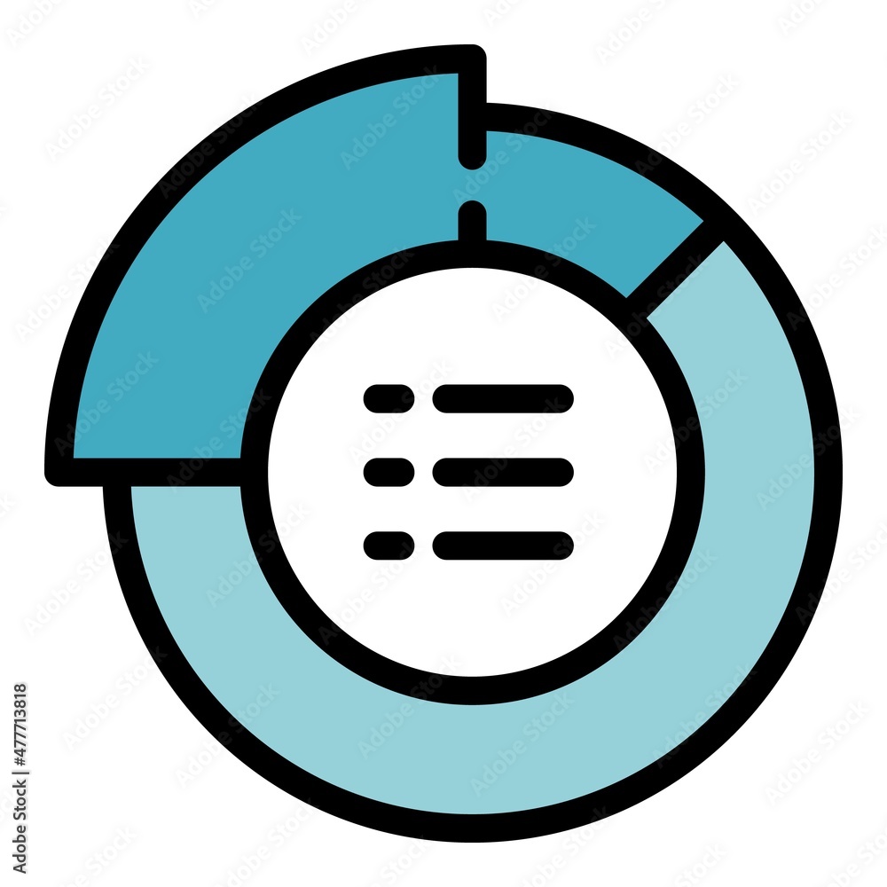 Report pie chart icon. Outline report pie chart vector icon color flat isolated Report pie chart icon. Outline report pie chart vector icon color flat isolated