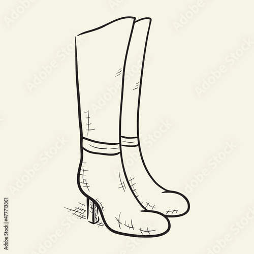 vector drawing of woman fashion high heel shoes boots