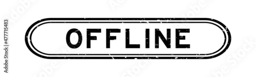 Grunge black offline word rubber seal stamp on white background