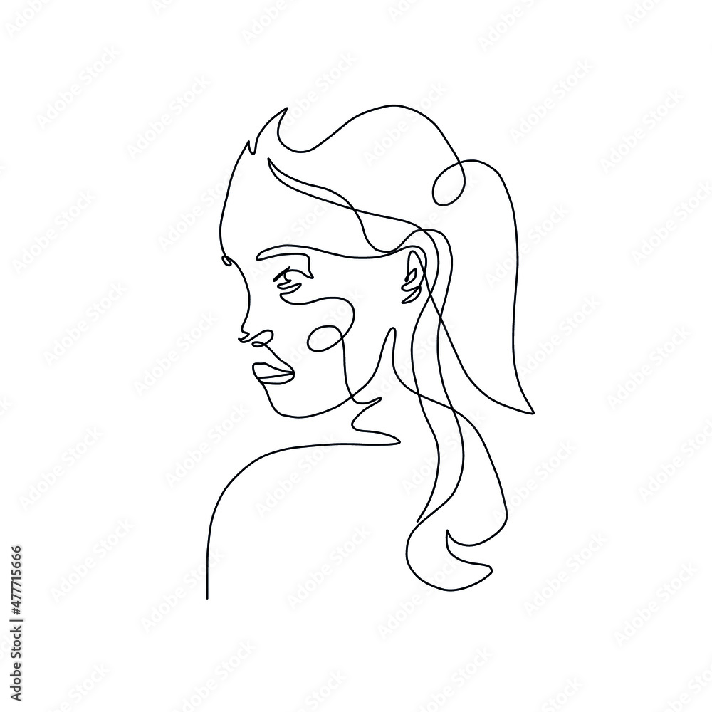 One line woman portrait. Hand drawn abstract face. Minimal art. Trendy style. One line woman portrait. Hand drawn abstract face. Minimal art. Trendy style.