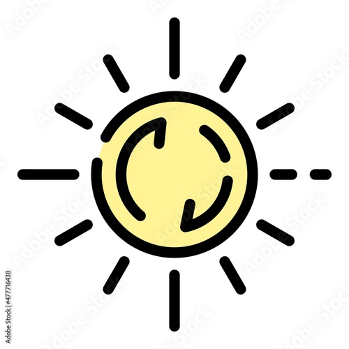 Ecology sun innovation icon. Outline ecology sun innovation vector icon color flat isolated