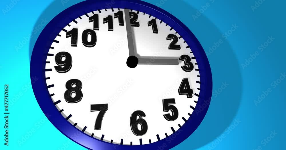 3D animated time lapse of a wall clock with back frame. Light reflection and shadows on the clock face. Shadows move with the passage of time. Animation with moving clock hands and black numbers 3D animated time lapse of a wall clock with back frame. Light reflection and shadows on the clock face. Shadows move with the passage of time. Animation with moving clock hands and black numbers