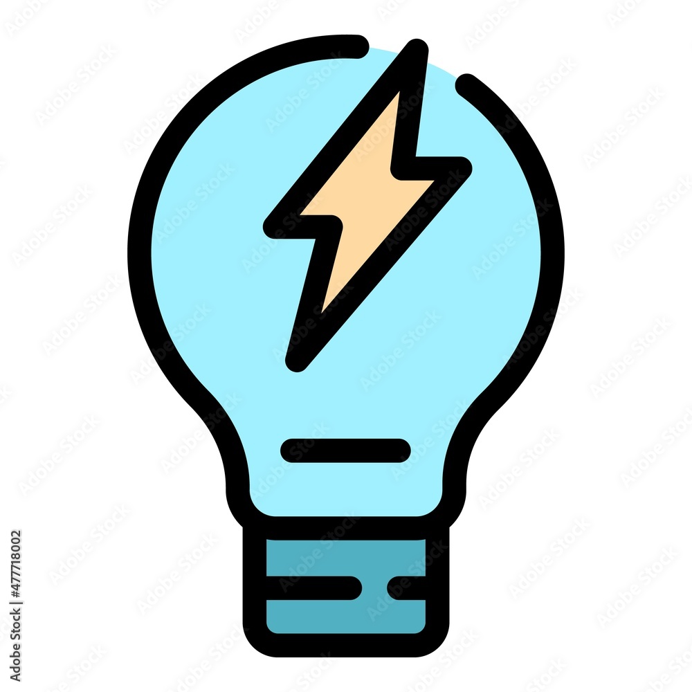 Energy bulb icon. Outline energy bulb vector icon color flat isolated Energy bulb icon. Outline energy bulb vector icon color flat isolated
