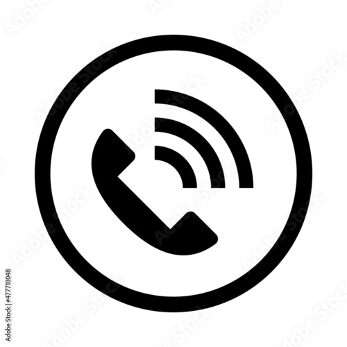 Outgoing phone call icon. Round vector.