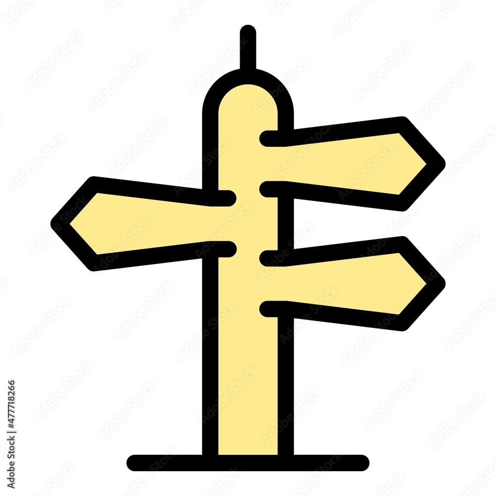City direction indicator icon. Outline city direction indicator vector icon color flat isolated City direction indicator icon. Outline city direction indicator vector icon color flat isolated