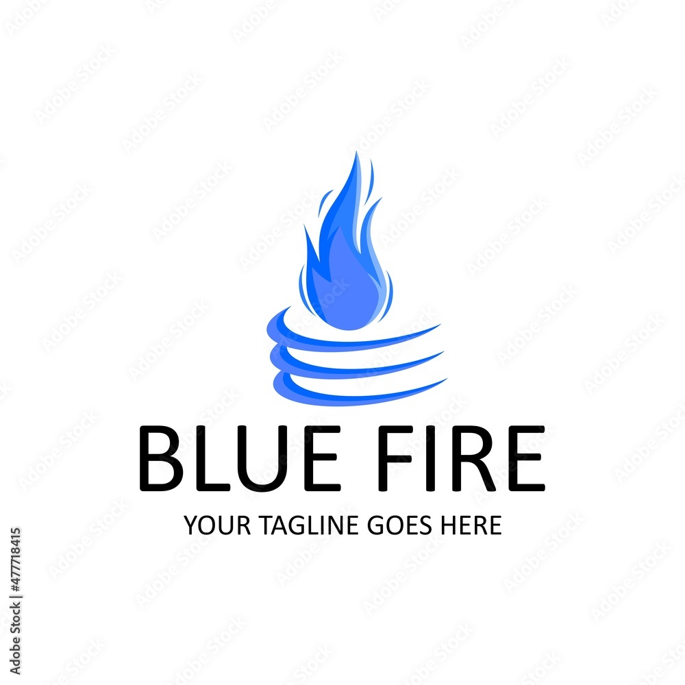 abstract vector blue fire logo design template in white background. abstract vector blue fire logo design template in white background.