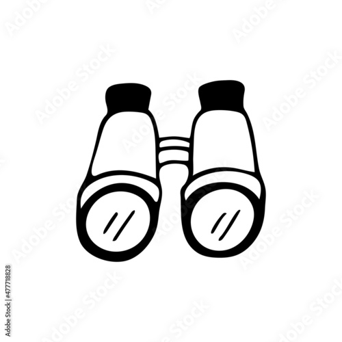 Hand drawn doodle binoculars. Vector clipart. Outline.