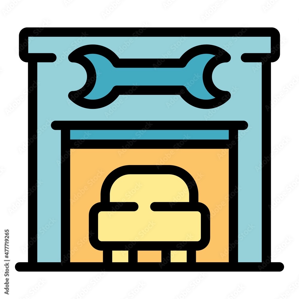 Car repair service icon. Outline car repair service vector icon color flat isolated Car repair service icon. Outline car repair service vector icon color flat isolated