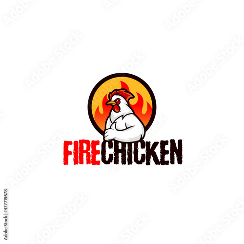 Modern colorful FIRE CHICKEN spacy logo design