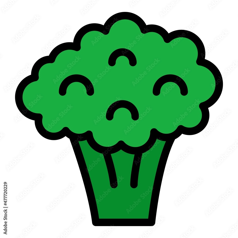 Organic broccoli icon. Outline organic broccoli vector icon color flat isolated Organic broccoli icon. Outline organic broccoli vector icon color flat isolated