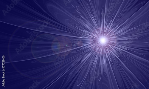Fototapeta Naklejka Na Ścianę i Meble -  Abstract fractal glowing star on blue purple background