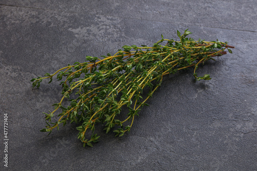 Fresh green Thyme branch heap