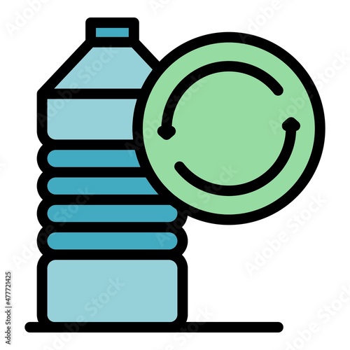 Reusable bottle icon. Outline reusable bottle vector icon color flat isolated