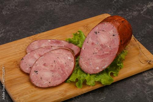 Smoked ham sausage with spices