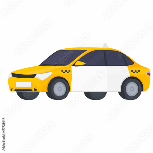 Taxi car. Passenger car of taxi service, vector illustration