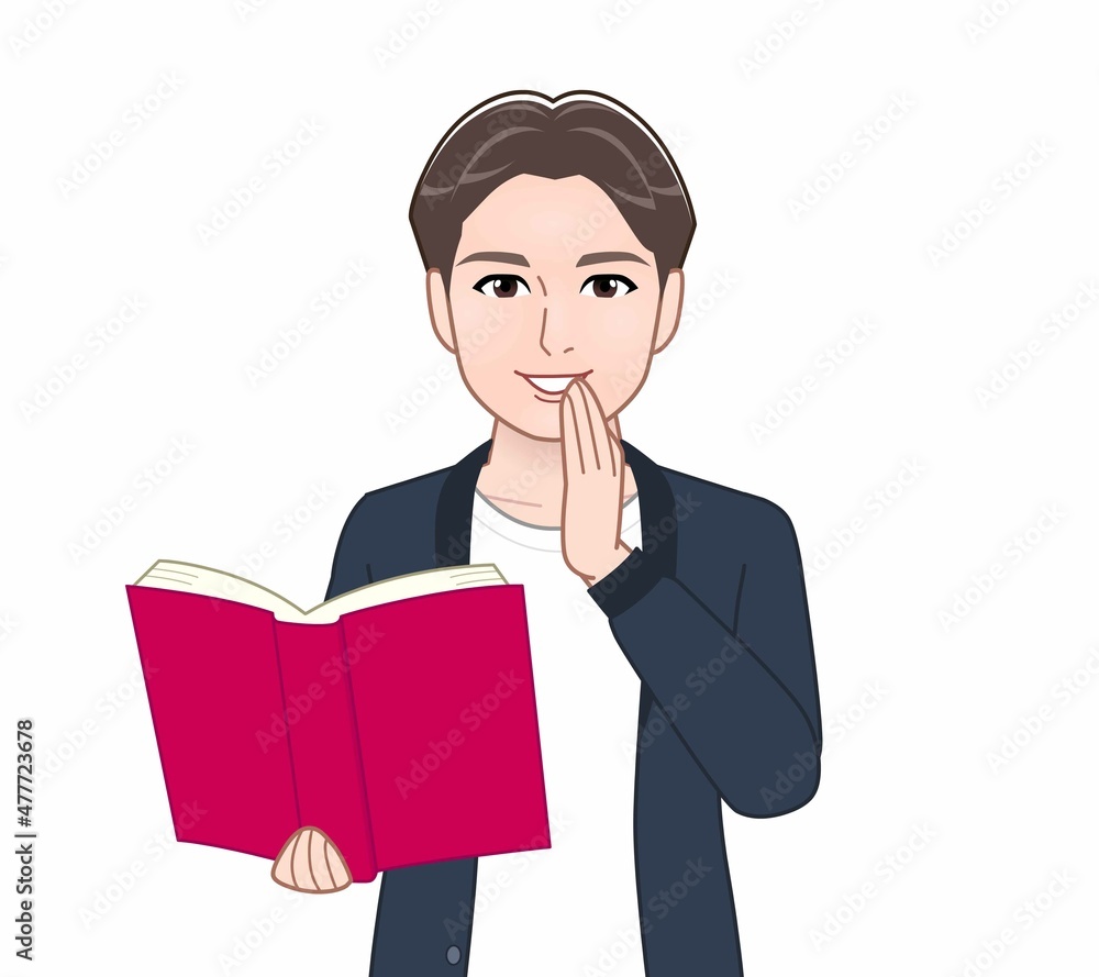 カーディガンを着た大学生男性