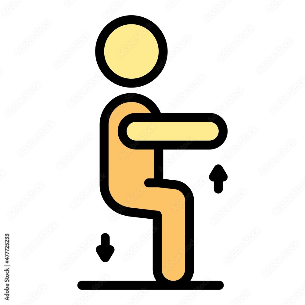 Physical rehabilitation sit down icon. Outline physical rehabilitation sit down vector icon color flat isolated Physical rehabilitation sit down icon. Outline physical rehabilitation sit down vector icon color flat isolated
