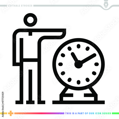 Line icon for time constraint illustrations with editable strokes. This vector graphic has customizable stroke width.