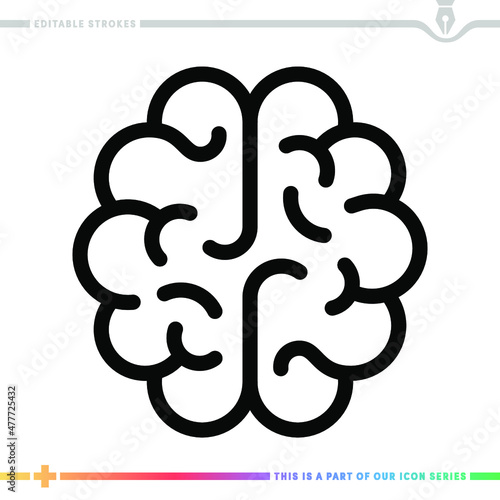 Line icon for brain training illustrations with editable strokes. This vector graphic has customizable stroke width.
