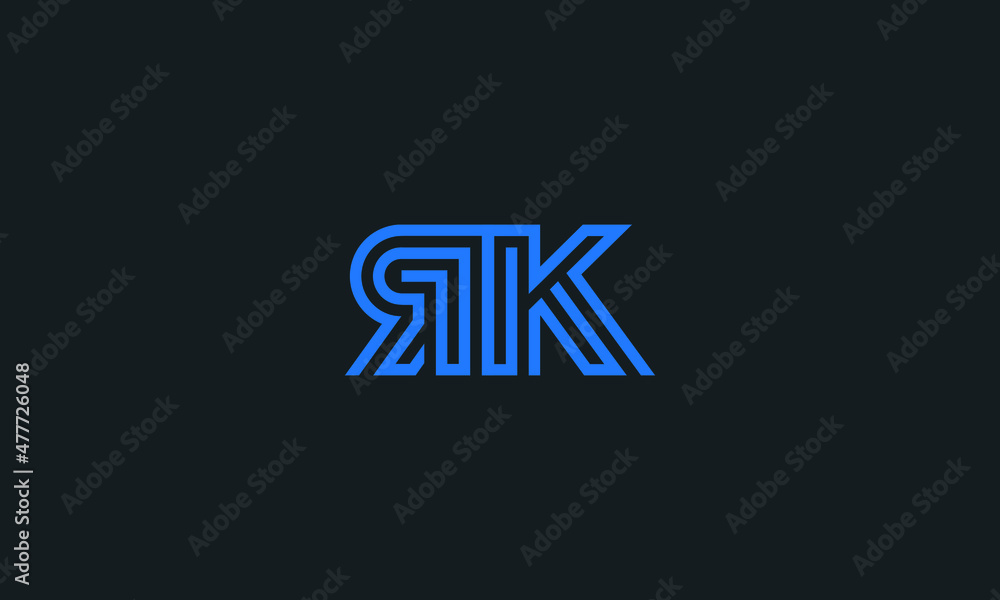Initial letter KR uppercase modern lines logo design template elements. Logo Design.
