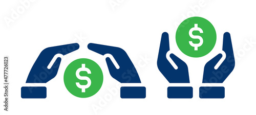 Saving money icon vector illustration. Earning dollar coin icon.