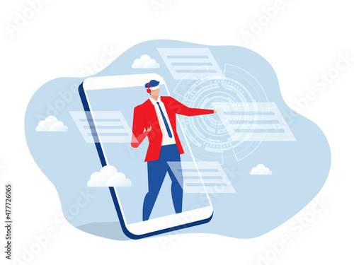 ิBusinessman metaverse Imagination in the virtual world. Augmented reality, game, Metaverse, blockchain, a Virtual World concept vector.