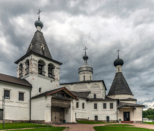 St. Martinian church, Nativity of the Virgin cathedral, bell tower and Annunciation church. Ferapontov monastery, Vologda region, Russia photo