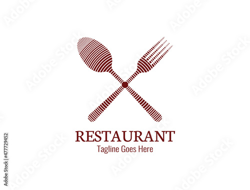The lines that make up the shadows of the spoon and fork look faintly crossed for the restaurant logo
