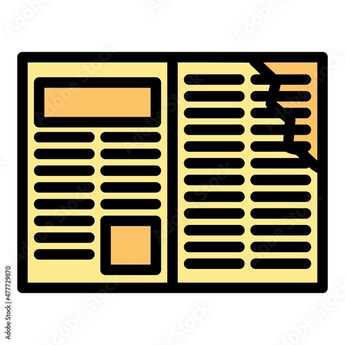 Newspaper waste icon. Outline newspaper waste vector icon color flat isolated