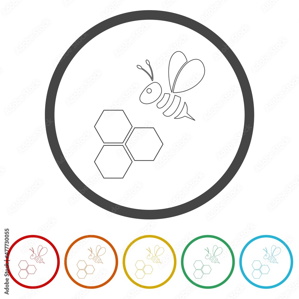 Bee icon isolated on white background, color set Bee icon isolated on white background, color set