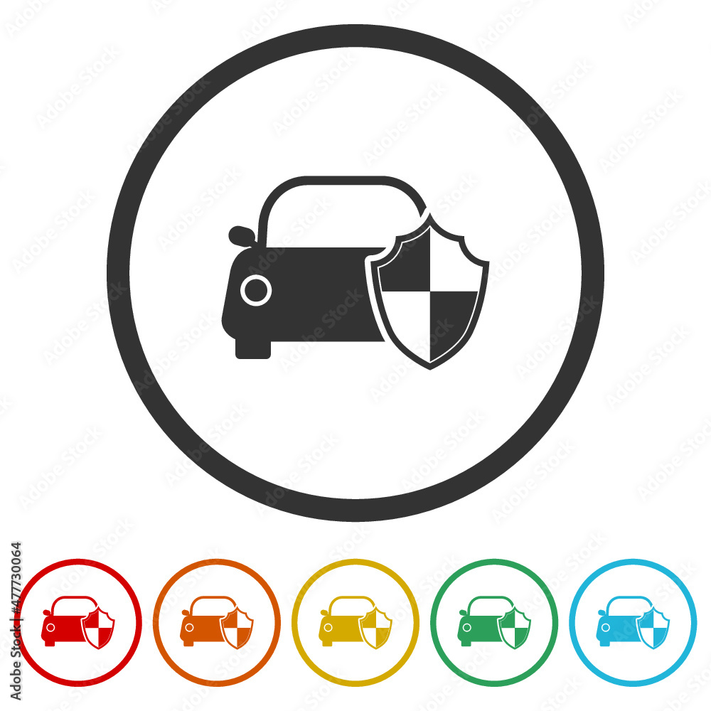 Car secure icon isolated on white background, color set Car secure icon isolated on white background, color set